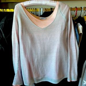 💞 Harmont & Blaine gray and pink designer sweater